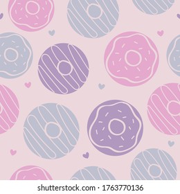 vector pastel cute baby girl seamless doughnut pattern background. perfect for fabric, wallpaper and products projects.