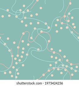 Vector pastel dots lines mint seamless pattern