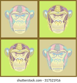 Vector pastel drawing of a monkey