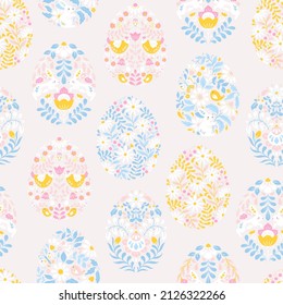 Vector Pastel Easter Eggs Seamless Pattern