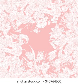 Vector Pastel Floral Frame. Easy to edit. Perfect for invitations or announcements.