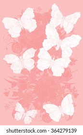 Vector Pastel Floral luxury bouquet with butterflies. Perfect for invitations or announcements.