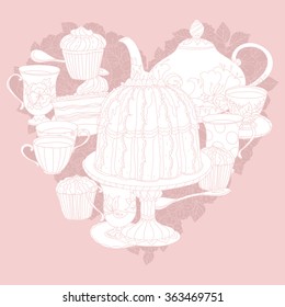 Vector Pastel Floral and tea time elements. Perfect for invitations or announcements.