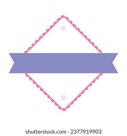 Diseño de insignias de marco pastel vectorial en blanco.