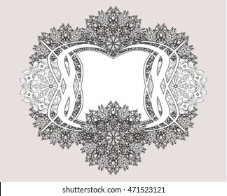 Vector pastel frame colors of the mandala. The Indian border in East style. Decorative element design, with a dark contour, isolated on a light background.