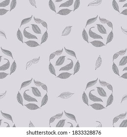 Vector pastel leaves pattern print background.