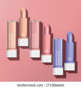 Vector Pastel Monochrome Lipstick Packaging, Matte Finishing