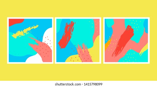 Vector pastel pattern with brush strokes in memphis style. Background for printing brochure. Pastel colors