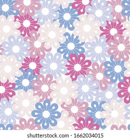 Vector pastel petal flowers seamless pattern background