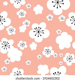 Flores de cerezo blanco rosa pastel vectorial sakura, fondo de patrón sin fisuras, perfecto para la reserva de recortes, tejido, proyecto de papel tapizado