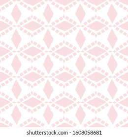 Vector pastel pink and white diamond cross style pattern background. Seamless geometric design. Irregular painterly effect. Great for wellness, summer, sport products, packaging, home decor stationery