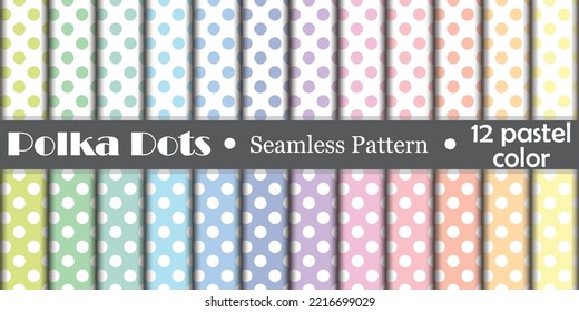 Vector Pastel Polka dots seamless pattern. Perfect for scrapbooking, cardmaking, wall paper, stationary, home decor, gift wrapping, fabric, sewing projects.