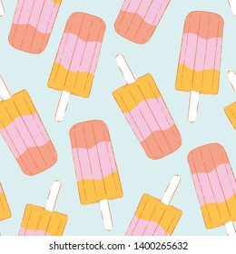 Vector pastel popsicle seamless pattern. Summer background great for wrapping paper, scrapbooking and wallpaper.