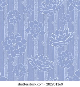 Vector Pastel Purple Blooming Branches Seamless Pattern
