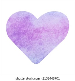 image vectorielle coeur violet à l'aquarelle pastel. L'objet de la Saint-Valentin peut être utilisé pour les invitations et les cartes postales. Un élément séparé sur fond blanc