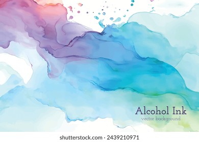 Vector pastel rainbow coloured hand painted alcohol ink design