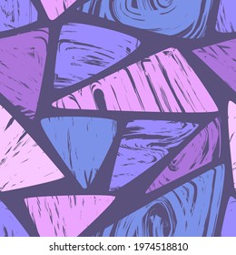 vector pastel rough ethnic triangle brush stroke lines seamless pattern on viloet grey