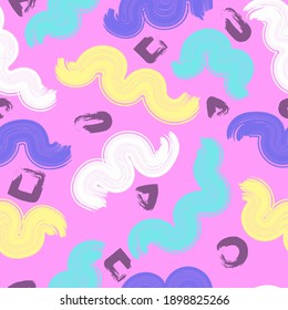Vektor-Pastellrost-Rippelwelle und geometrischer Pinselstrich nahtloses Muster auf Rosa