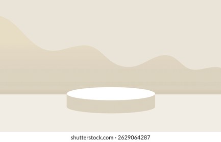Vector pastel round podium with abstract background, pedestal or platform, background for cosmetic product presentation. 3d podium. Advertising place. Blank product stand background in pastel colors