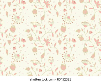 Vector pastel seamless background with floral pattern.
