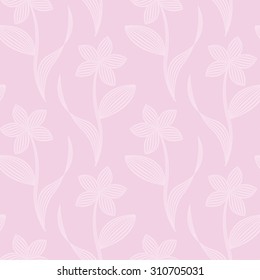 Vector pastel seamless pattern with abstract striped flowers in pink. Eps 10.