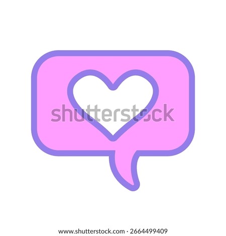 Vector pastel speech bubble with heart symbol, representing love, messages or fan comments. Great for social media icons, fan art, K-pop design kits or mobile sticker sets.