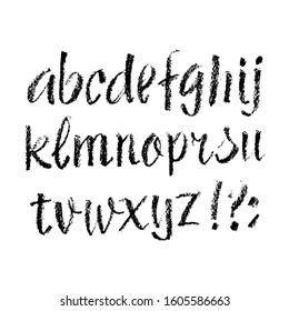 Vector Pastel  Style Hand Drawn Alphabet Font. Calligraphy alphabet on a white background. Pastel hand lettering.