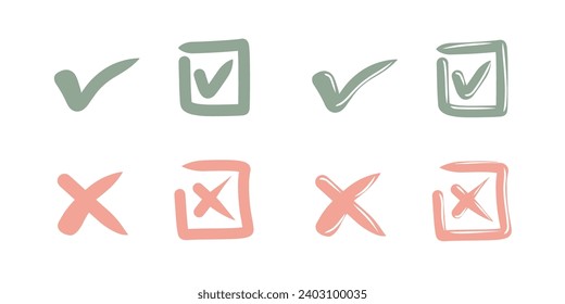 vector pastel symbol right and wrong