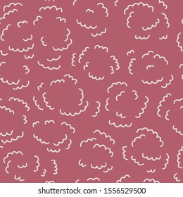 Vector pastel texture seamless pattern in pink. Simple doodle cloude hand drawn made into repeat. Great for background, wallpaper, wrapping paper, packaging, valentines day.