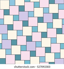 Vector pastel tiles seamless pattern, square grid textile print, abstract texture for fashion design