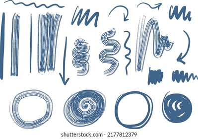 Vector pastel watercolor set of grunge brush strokes, circles, arrows, hearts, splashes, inks stains, pencil drawing and other creative descoration. Ideal for print, stickers, collage, mark making.