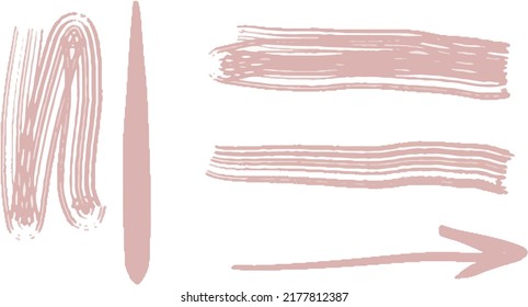 Vector pastel watercolor set of grunge brush strokes, circles, arrows, hearts, splashes, inks stains, pencil drawing and other creative descoration. Ideal for print, stickers, collage, mark making.