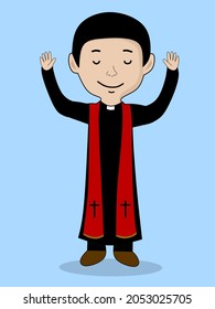 Vector pastor of a Christian raising his hand