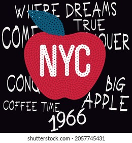 vector patch apple sequins and black background with texts
