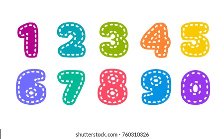 Vector patch numbers  embroidery colorfull