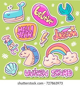 Vector patch set - 80s-90s style design. Isolated illustrations - great for stickers, embroidery, badges.
