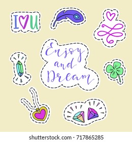 Vector patch set. Isolated illustrations - great for stickers, embroidery, badges.