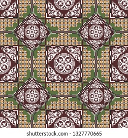 Vector patchwork background from ornaments, geometric patterns. Moroccan texture.
