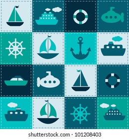 vector patchwork background with sea transport