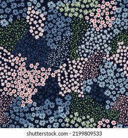 vector patchwork flower pattern on navy background