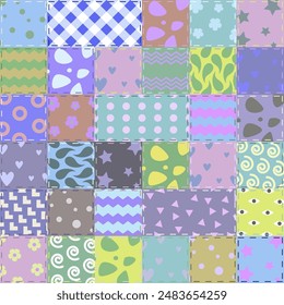 vector patchwork handicraft fabric background in shabby chic style