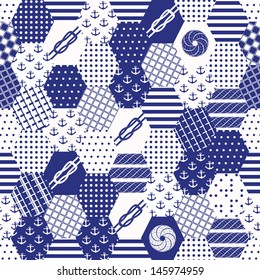 Vector patchwork nautical patterns. 