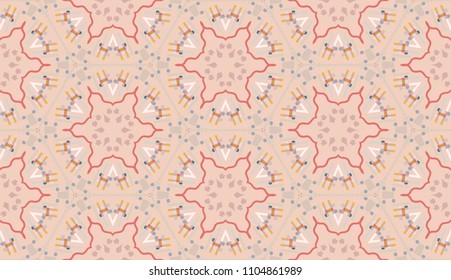 Vector patchwork quilt pattern. Hand drawn decorative collage background. Indian, Arabic, Turkish ornament for printing on fabric or paper. Abstract colorful seamless pattern in mosaic style
