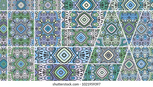 Vector patchwork quilt pattern. Vintage decorative elements. Hand drawn background. Indian, Arabic, Turkish motifs for printing on fabric or paper. Abstract colorful doodle pattern in mosaic style