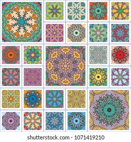 Vector patchwork quilt pattern. Vintage decorative elements. Hand drawn background. Collage mandala motifs with seamless texture for printing on fabric or paper. Abstract colorful doodle pattern