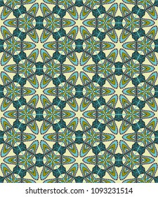 Vector patchwork quilt pattern. Vintage decorative elements. Hand drawn background. Indian, Arabic, Turkish motifs for printing on fabric or paper. Abstract colorful seamless pattern in mosaic style