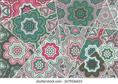 Vector patchwork quilt pattern. Vintage decorative collage. Hand drawn background. Indian, Arabic, Turkish motifs for printing on fabric or paper. Abstract colorful doodle pattern in mosaic style