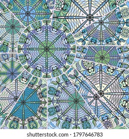 Vector patchwork quilt pattern. Vintage decorative collage. Hand drawn background. Indian, Arabic, Turkish motifs for printing on fabric or paper. Abstract colorful doodle pattern in mosaic style