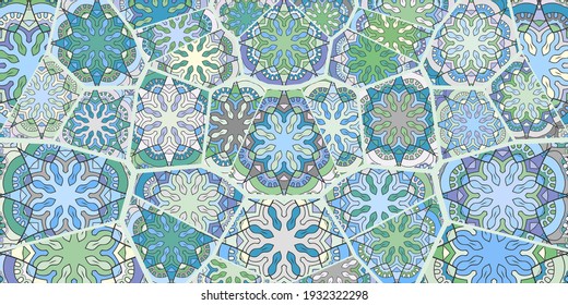 Vector patchwork quilt pattern. Vintage decorative collage. Hand drawn background. Indian, Arabic, Turkish motifs for printing on fabric or paper. Abstract colorful doodle pattern in mosaic style