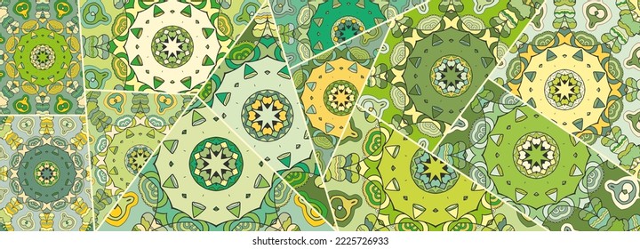 Vector patchwork quilt pattern. Vintage decorative collage. Hand drawn background. Indian, Arabic, Turkish motifs for printing on fabric or paper. Abstract colorful doodle pattern in mosaic style